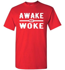 Awake Not Woke Political Censorship T-Shirt red