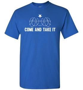 Come And Take It Razor Wire Texas Shirt Royal