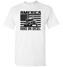 Load image into Gallery viewer, America Runs On Diesel Trucker Tee white