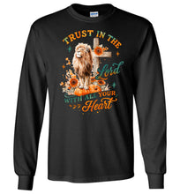 Load image into Gallery viewer, Christian Fall Long Sleeve T-Shirt Trust In The Lord With All Your Heart black
