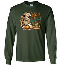 Load image into Gallery viewer, Christian Fall LS Tshirt God Within Her She Will Not Fall Psalms 46:5 green