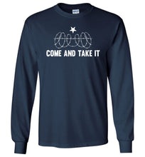 Load image into Gallery viewer, Come And Take It Razor Wire LS Texas Border Shirt navy