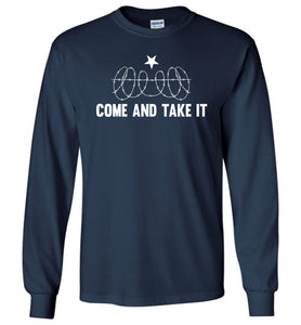 Come And Take It Razor Wire LS Texas Border Shirt navy