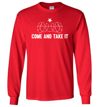 Load image into Gallery viewer, Come And Take It Razor Wire LS Texas Border Shirt red