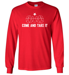 Come And Take It Razor Wire LS Texas Border Shirt red