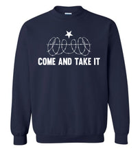 Load image into Gallery viewer, Come And Take It Razor Wire Texas Border Sweatshirt navy