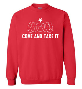 Come And Take It Razor Wire Texas Border Sweatshirt red