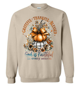 Christian Fall Sweatshirt Grateful Thankful Blessed sand