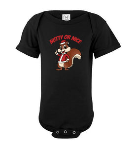 Nutty Or Nice Funny Christmas Squirrel T-shirt onesie