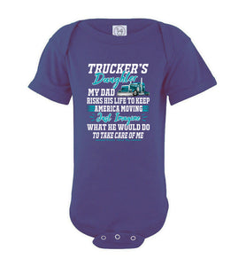 Trucker Daughter tshirt, Just Image What He Would Do For Me Onesie purple