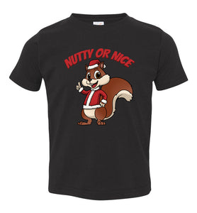 Nutty Or Nice Funny Christmas Squirrel T-shirt toddler