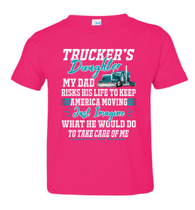 Trucker Daughter tshirt, Just Image What He Would Do For Me Toddler hot pink