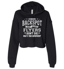 Funny Cheer Backspot Cropped Cheerleader Hoodie black