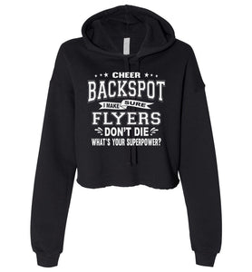 Funny Cheer Backspot Cropped Cheerleader Hoodie black