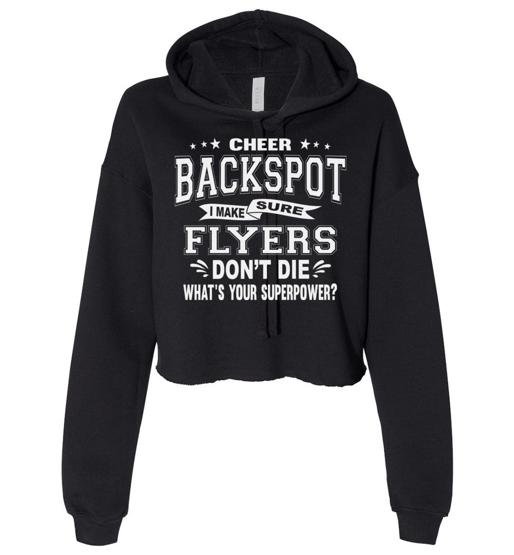 Funny Cheer Backspot Cropped Cheerleader Hoodie