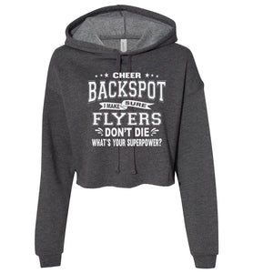Funny Cheer Backspot Cropped Cheerleader Hoodie dark grey