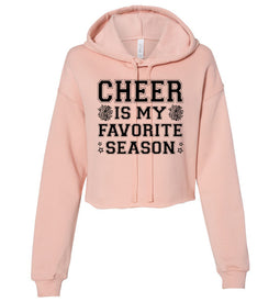 Cheer Is My Favorite Season Cropped Hoodie Black Design peach
