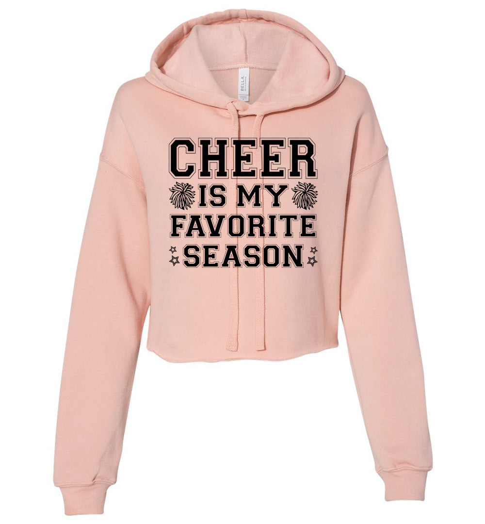 Cheer Is My Favorite Season Cropped Hoodie Black Design peach