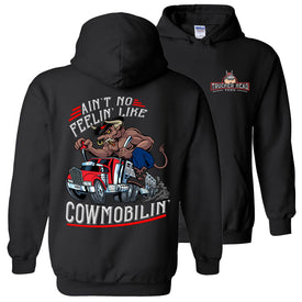 Cowmobilin Bull Hauler Trucker Hoodie Sweatshirt black