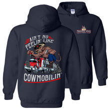Load image into Gallery viewer, Cowmobilin Bull Hauler Trucker Hoodie Sweatshirt navy