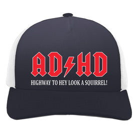 Funny Squirrel Trucker Hat - ADHD Highway To Hey Look A Squirrel navy