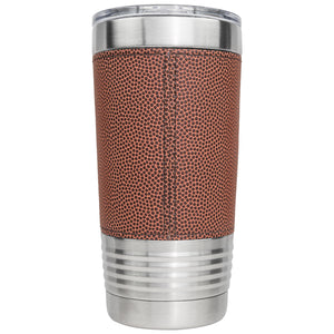Tumbler with football pattern on a white background