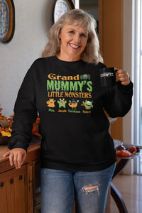 Grand Mummy's Little Monsters Grandma Halloween Crewneck Sweatshirt