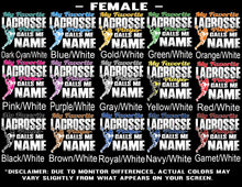 Load image into Gallery viewer, My Favorite Lacrosse Player Calls Me female color samples