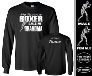 Boxing Grandma LS Shirt, My Favorite Boxer Calls Me Grandma