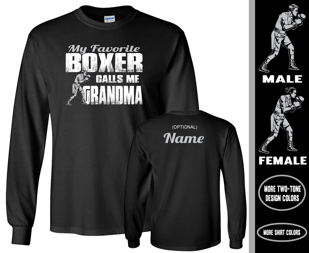 Boxing Grandma LS Shirt, My Favorite Boxer Calls Me Grandma