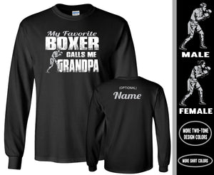 Boxing Grandpa LS Shirt, My Favorite Boxer Calls Me Grandpa