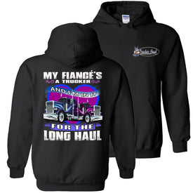 My Fiance's A Trucker Long haul Trucker's Fiance Hoodie black
