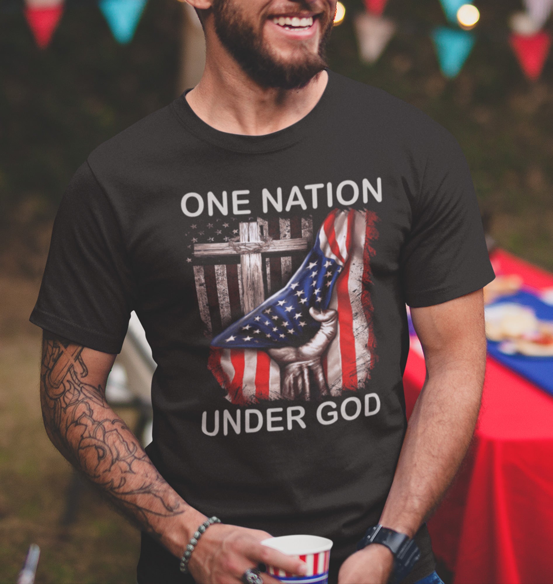 Load image into Gallery viewer, One Nation Under God T-Shirt sales mock-up
