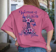 Load image into Gallery viewer, Christian Grandma Shirt: Woman Of Faith T-Shirt charity pink