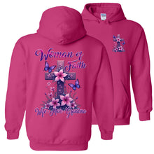 Load image into Gallery viewer, Christian Grandma Shirt: Woman Of Faith Hoodie pink