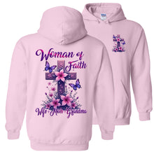 Load image into Gallery viewer, Christian Grandma Shirt: Woman Of Faith Hoodie light pink