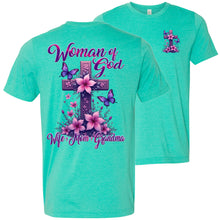 Load image into Gallery viewer, Chistian Grandma Shirt - Woman Of God Wife Mom Grandma Heather Sea Green