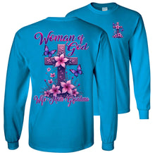 Load image into Gallery viewer, Chistian Grandma LS Shirt - Woman Of God Wife Mom Grandma sapphire 