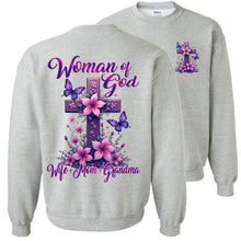 Load image into Gallery viewer, Chistian Grandma Sweatshirt - Woman Of God Wife Mom Grandma grey
