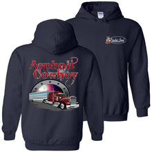 Load image into Gallery viewer, Asphalt Cowboy Bull Hauler Trucker Hoodie navy