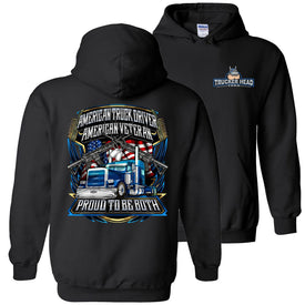 American Truck Driver American Veteran Trucker Hoodie black
