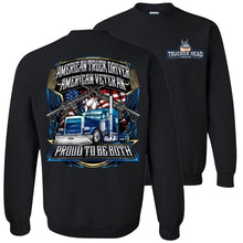 Load image into Gallery viewer, American Truck Driver American Veteran Trucker sweatshirt black