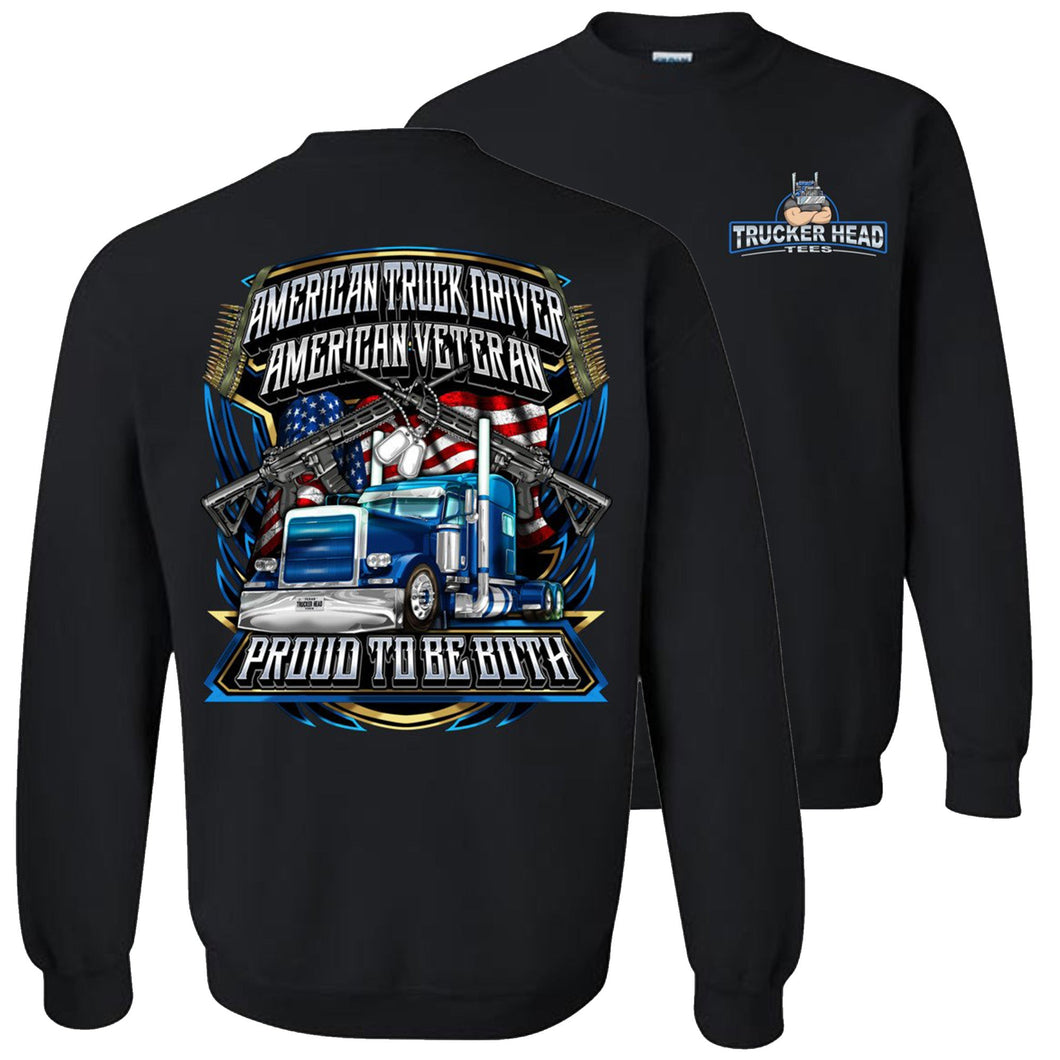 American Truck Driver American Veteran Trucker sweatshirt black