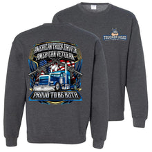 Load image into Gallery viewer, American Truck Driver American Veteran Trucker sweatshirt  deep heather