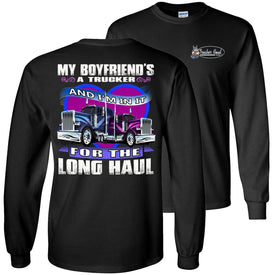 In It For The Long haul Trucker's Girlfriend Long Sleeve Tee black