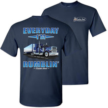 Load image into Gallery viewer, Everyday I&#39;m Rumblin Truck Driver Tee Shirts navy