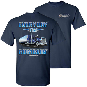 Everyday I'm Rumblin Truck Driver Tee Shirts navy