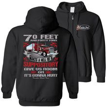 Load image into Gallery viewer, Give Us Room Or It&#39;s Gonna Hurt! Funny Trucker Hoodie zip