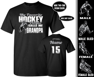 My Favorite Hockey Player Calls Me Grandpa | Custom Hockey Grandpa Shirts