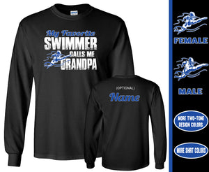 Swim Grandpa Shirt LS, My Favorite Swimmer Calls Me Grandpa